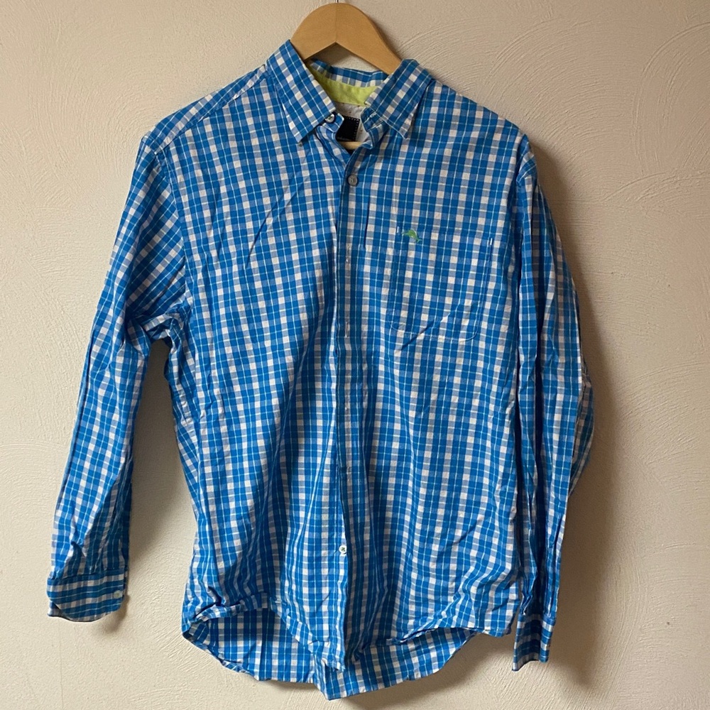 Tommy Bahama Blue Checkered Men's Shirt size Medium